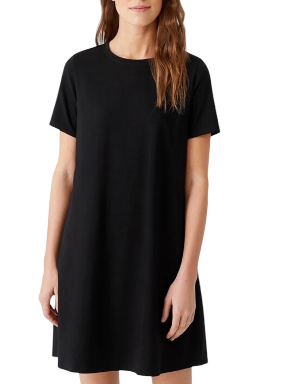 Eileen Fisher crew neck short sleeve cotton t-shirt dress size L good condition